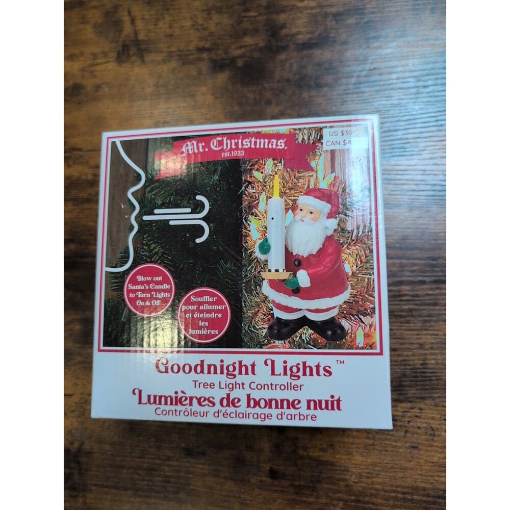 Mr Christmas Goodnight Lights Blow Out Santa’s Candle Turn On or Off Tree Lights